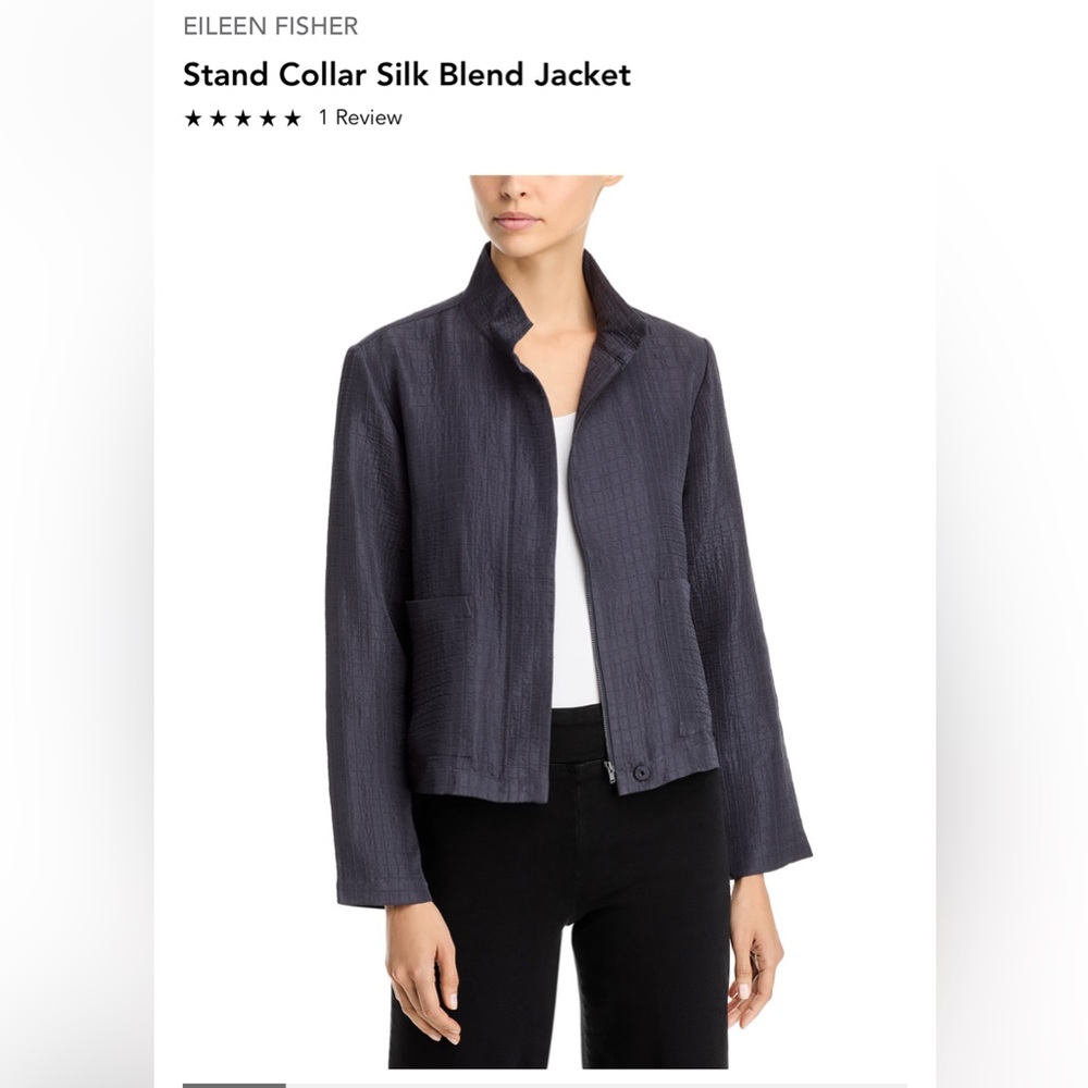 Eileen Fisher Stand Collar Silk Blend Jacket